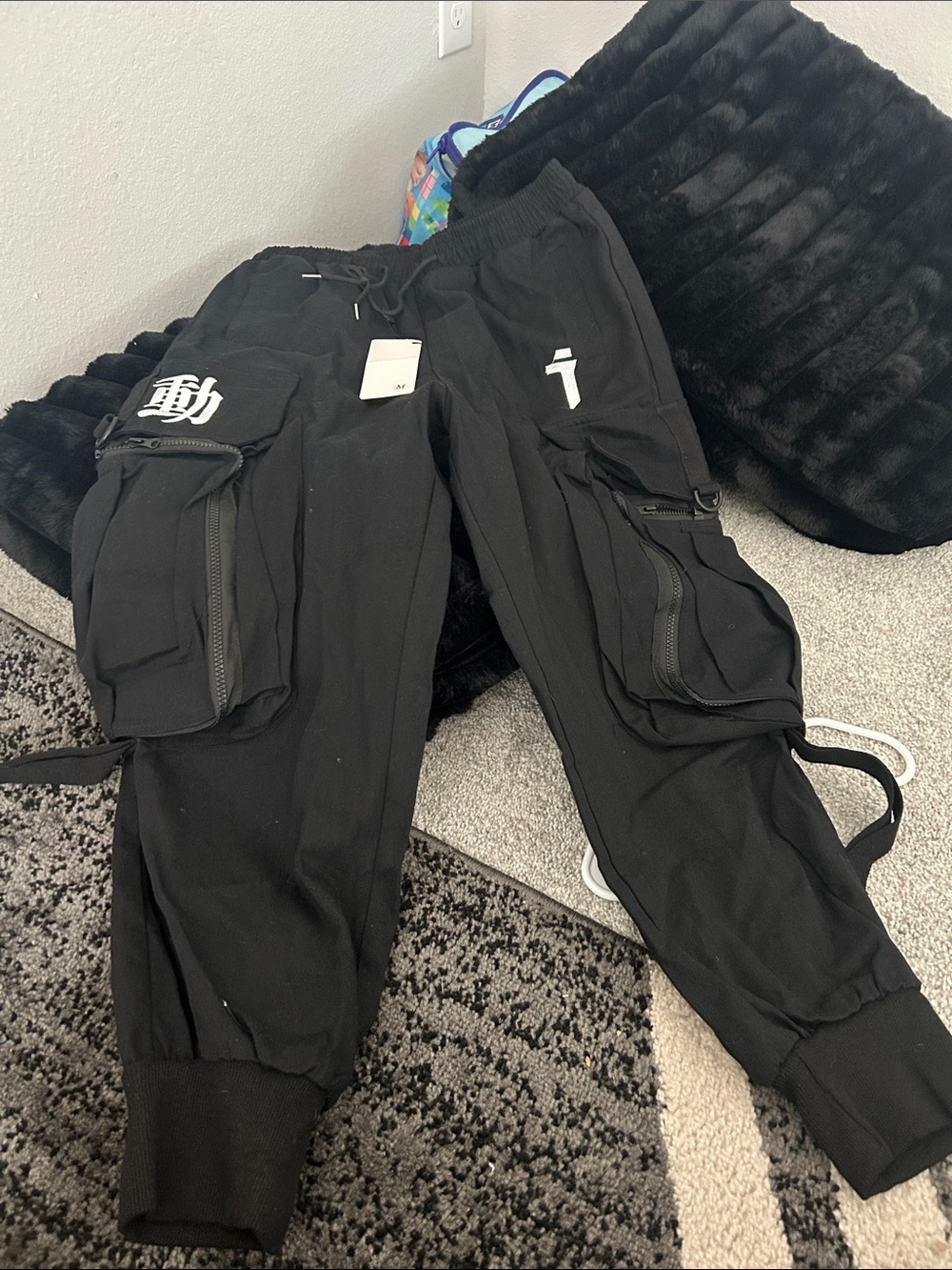 Black Cargo Jogger Pants with Utility Pockets